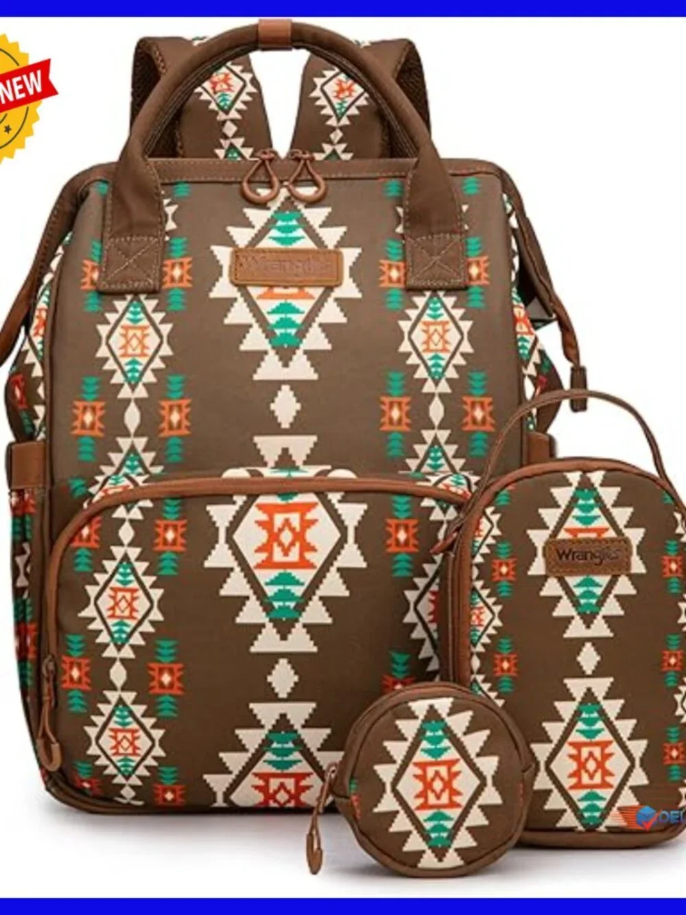Western Diaper Backpack Set with Pacifier Case and Crossbody Bag